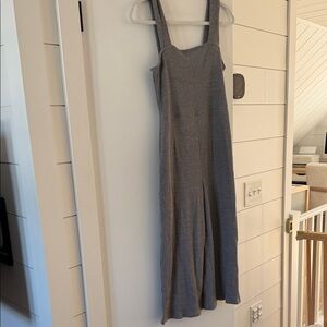 Sleeveless Knit cropped wide leg romper in Gray